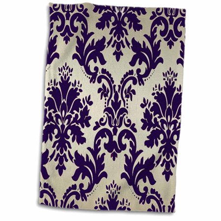 3dRose Purple Damask - Towel, 15 by 22-inch