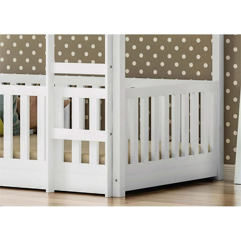 Themes and Rooms Solid Wood Twin Over Twin Bunk Bed with Guardrail