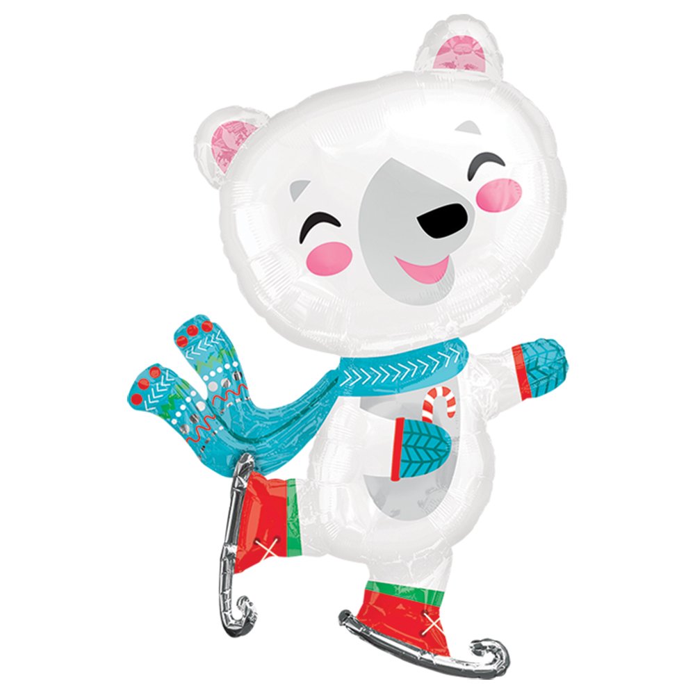 Anagram Holiday Ice Skating Polar Bear Giant 23"x33" Foil Balloon