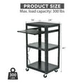 thumbnail image 5 of DWVO 4-Shelf Large AV Cart with 360° Swivel Wheels, 41" Metal Presentation Cart with Keyboard Tray and Drop Leaves, Rolling Media Cart w/ 16.4ft Extra-Long Cord, 2 Locking Brakes, Black, 5 of 6