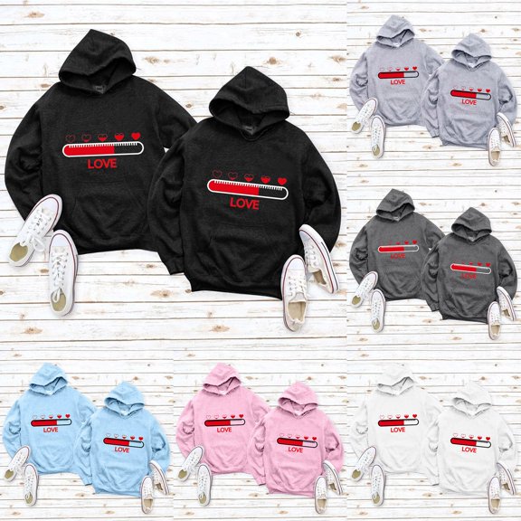 Valentines Day Sweatshirt Men Couples Graphic Long Sleeve Valentines Mens Valentine Sweatshirt Tops Dark Gray XXXL