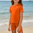thumbnail image 4 of Mifsaly Girls 2 Piece Summer Outfit Sets Crew Neck Short Sleeve T-Shirts and Stretch Biker Shorts Kids Casual Sport Home Playwear Basic Matching Clothes, 4 of 9