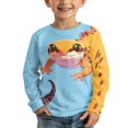 thumbnail image 3 of Psesaysky Leopard Lizard Boys Long Sleeve Shirts 2 Pack Soft Loose Tees for Kids 7-8 Years Beige Blue Round Neck Pullover Tops Winter Layering, 3 of 6