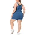 thumbnail image 3 of Plus Size Overall Shorts for Women Jumpsuit Roll Hem Pocket Jean Denim Overalls 3X Denim Blue, 3 of 7