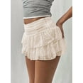 thumbnail image 2 of Katigan Women'S Y2K Lace Mini Skirt with Shorts A Line Hight Waisted Ruffle Skirt Skort Apricot Color M, 2 of 6