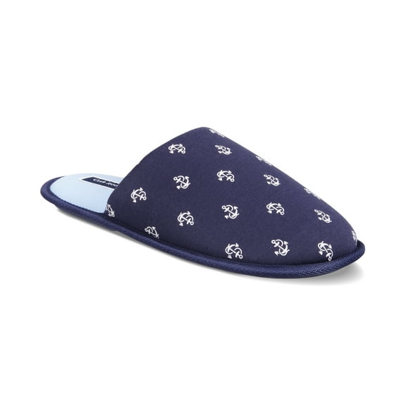 Club Room Men’s Anchor Slippers, Navy/White, Medium