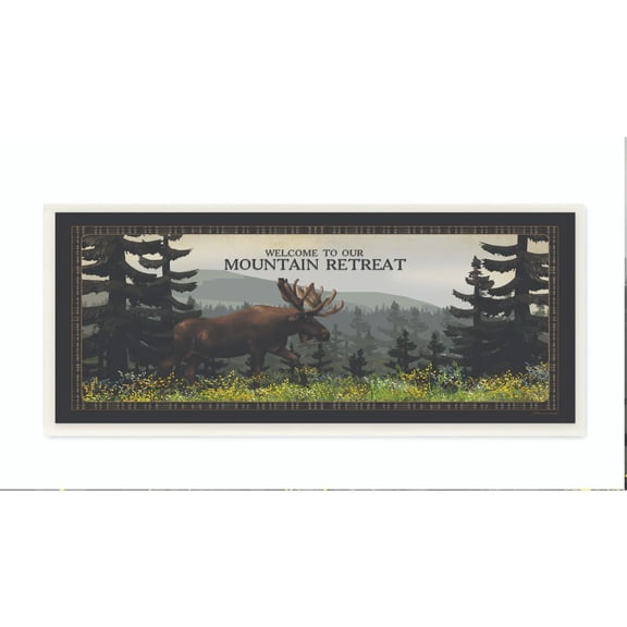 Stupell Industries Mountain Retreat Moose Animal Country Landscape Design Wall Plaque Art by Stephanie Workman Marrott