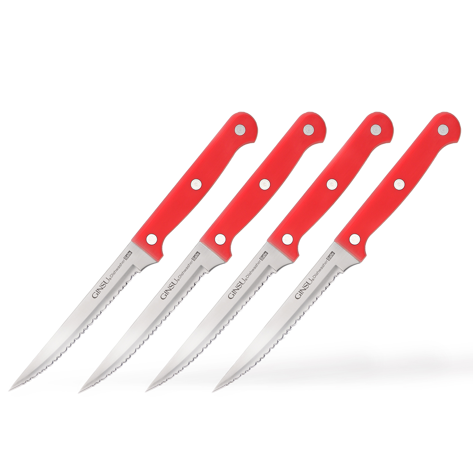 Ginsu Essential Series 14-Piece Stainless Steel Serrated Knife Set - Cutlery Set with Red Kitchen Knives in a Black Block, 03887DS - image 7 of 14