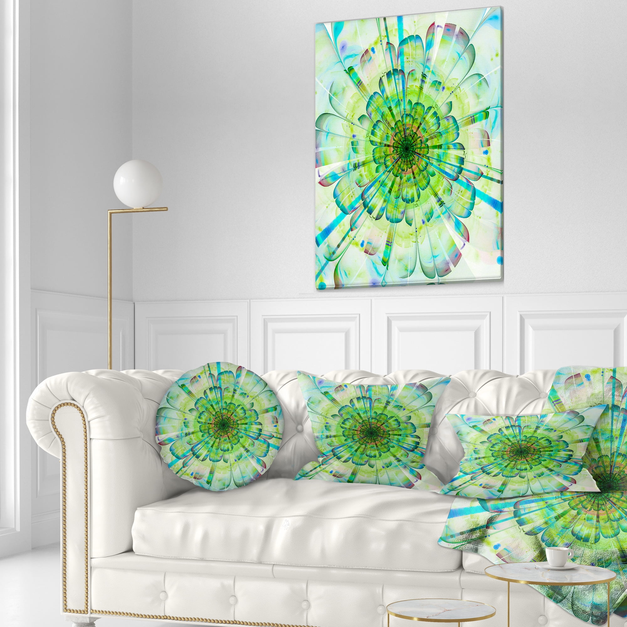 Designart Light Blue Digital Flower Petals Close up - Floral Throw Pillow - 12x20
