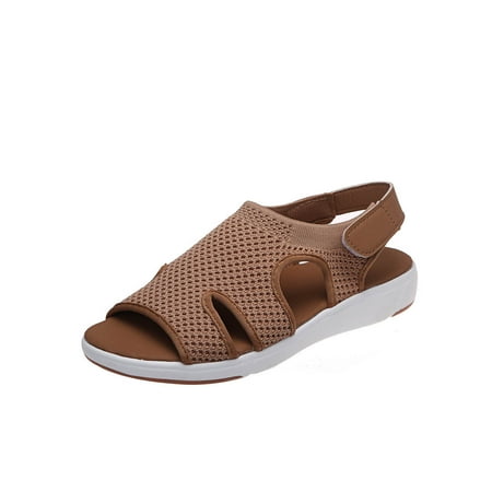 

Miluxas Womens Sandals Clearance Deals Summer Ladies Sandals Breathable Elastic Webbing Platform Casual Sandals Beige 10.5(45)