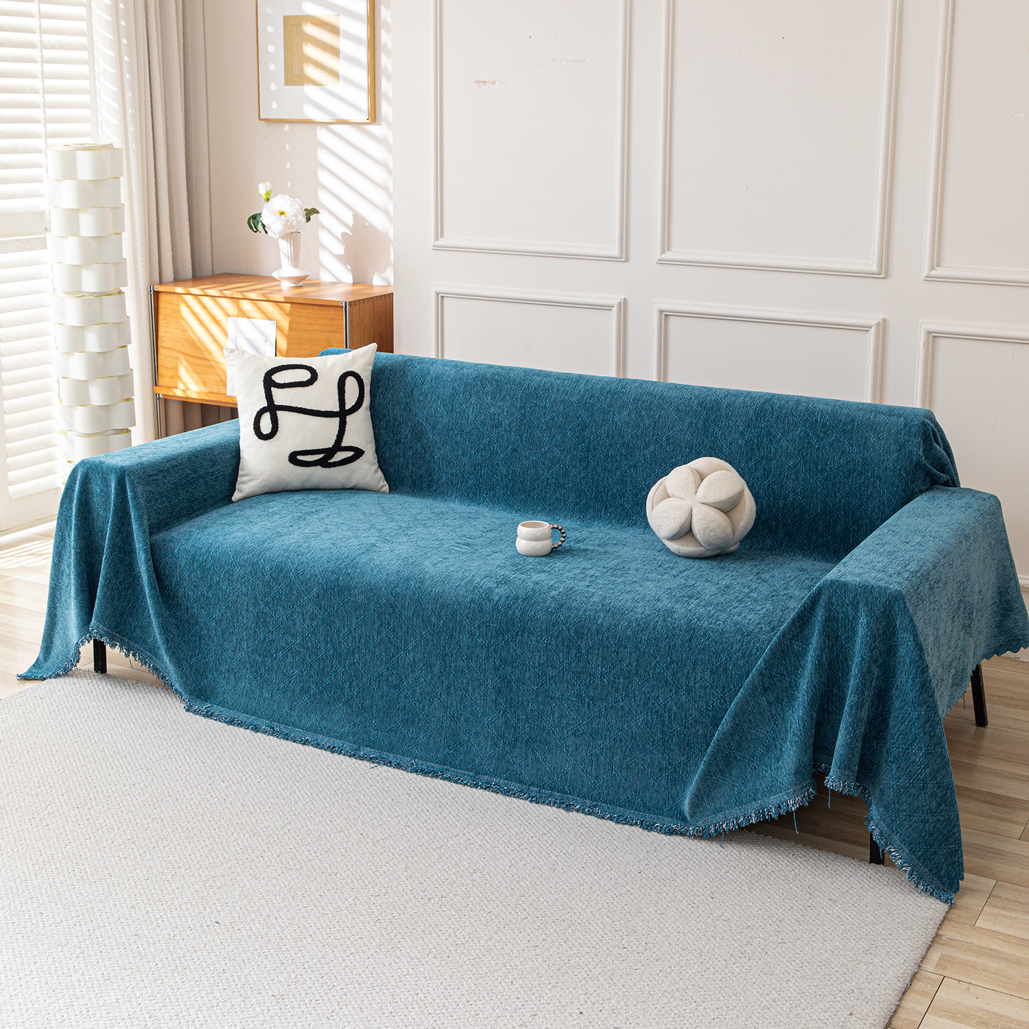 Jessy Home Sofa Cover Slipcover Couch Cover Protector Durable Multi-Function Furniture Cover for Pets Dogs Cats Home Decor Sofa Covers for Living Room 71"x 134"Deep Blue