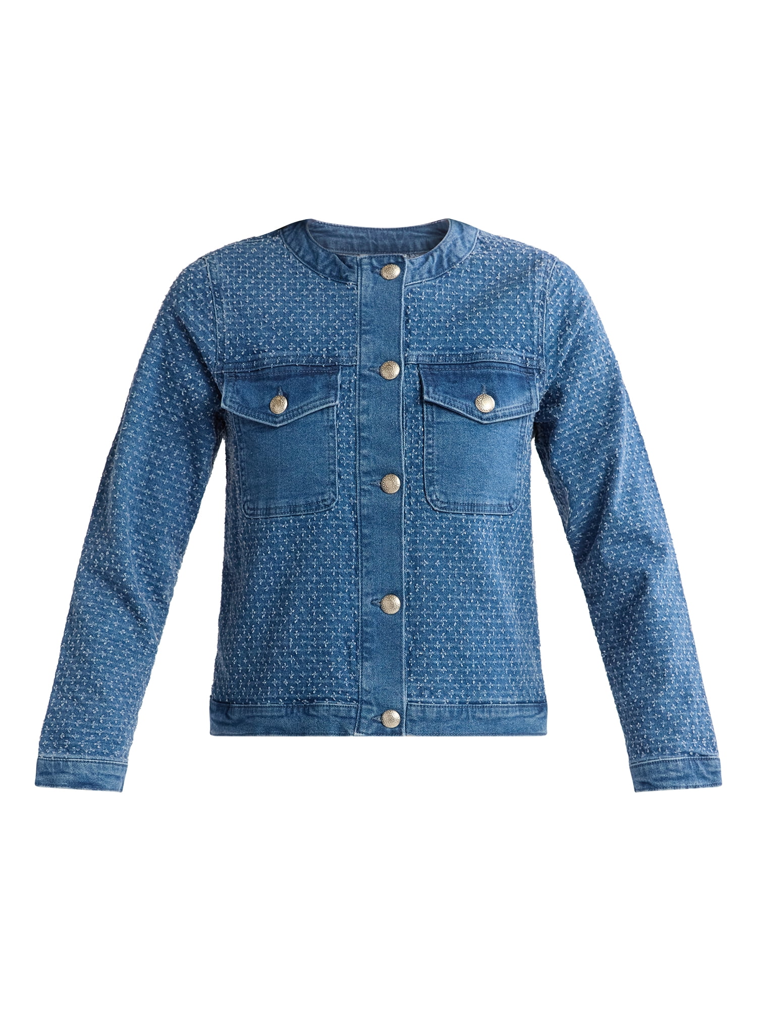 Time and Tru Women's Clip Dot Denim Jacket, Sizes XS-XXXL
