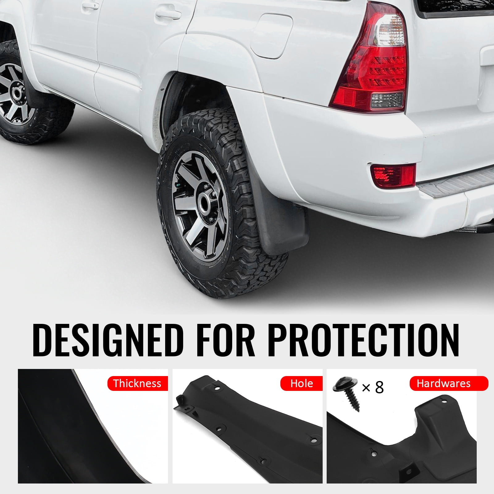 Ikon Motorsports 4PCS Front Rear Mud Flaps Wheel Arch Splash Guards MudFlaps For 2005-2009 Toyota 4Runner Limited & SR5, Black PP Polypropylene 7662