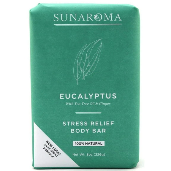 Sunaroma Eucalyptus With Tea Tree oil and Ginger Soap Bar, 8 Oz