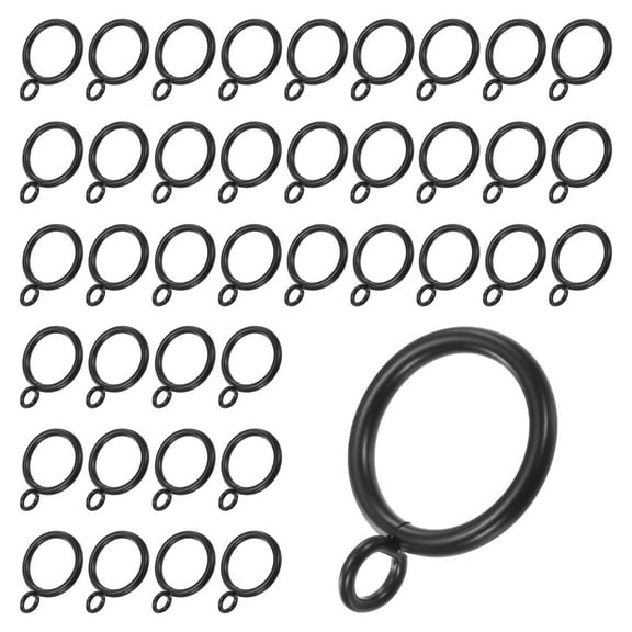 Uxcell 40-Pack Black Curtain Rings with Eyelet, Rustproof Metal Rings for Curtain Rods, 1 Inch Interior Diameter