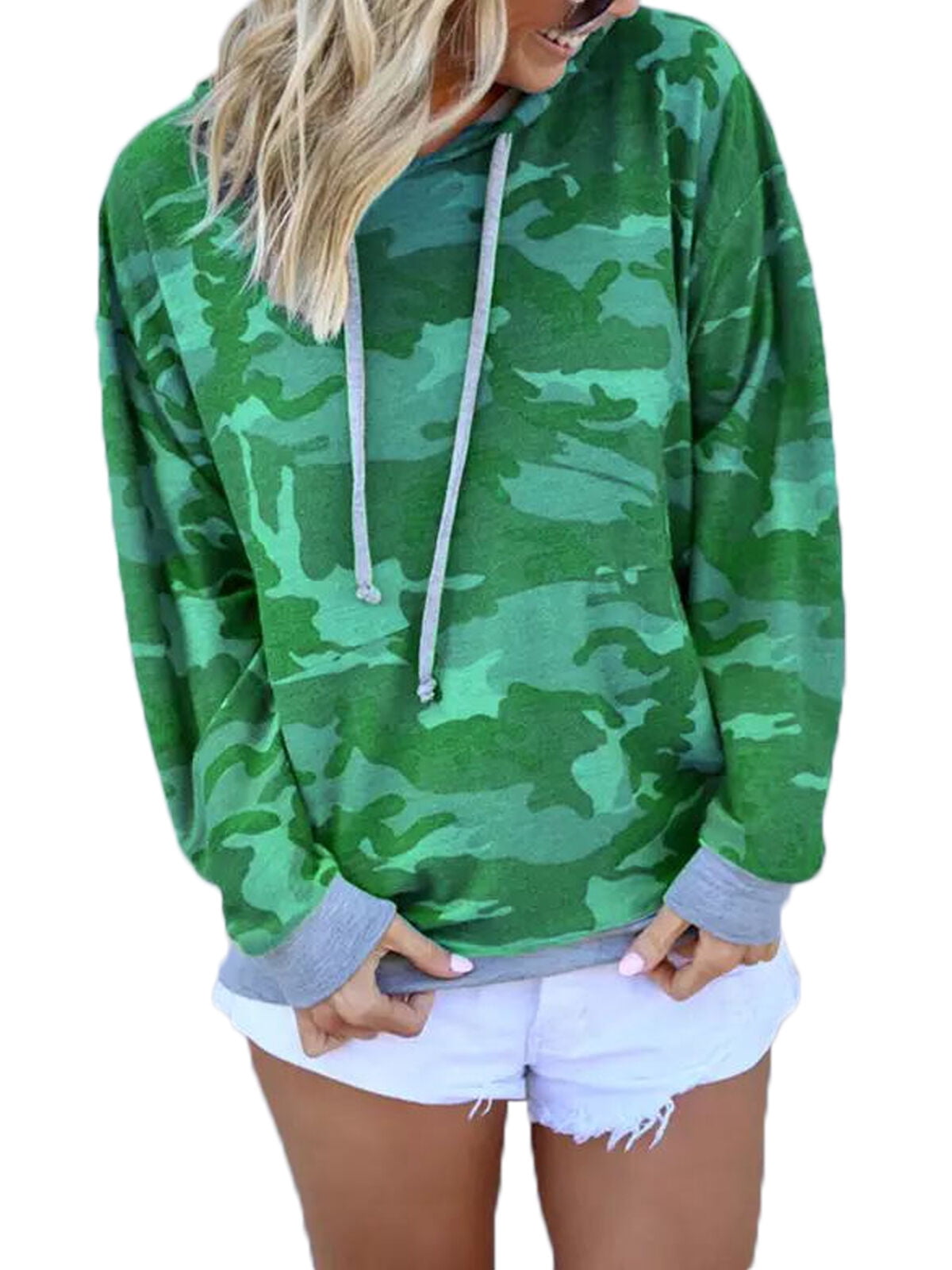 green hooded jumper