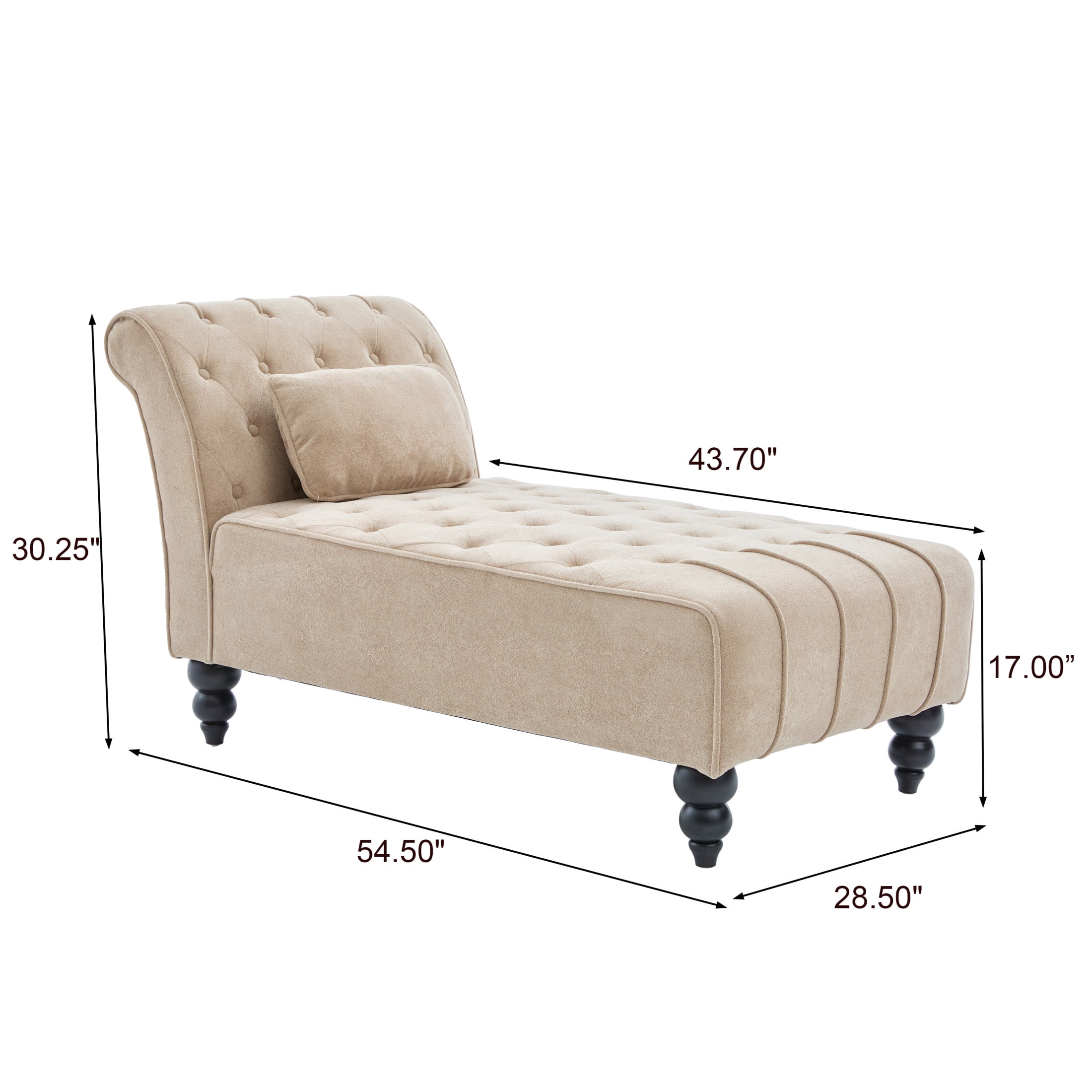 Christopher Knight Home 54.5" Modern Classic Velvet Chaise Lounge Chair with Birch Wood Legs, Camel