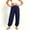 Navy, variant on Women Solid Loose Harem Yoga Long Pants, Lightweight Elastic Waist Breathable Summer Daily Casual Lounge Bottoms Army Green S