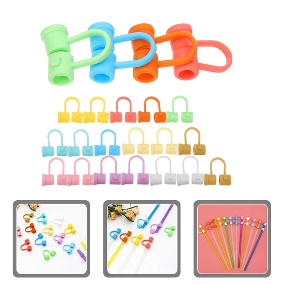 PAMINGONO 50pcs Reusable Straw Tips Lids Drinking Straw Covers Silicone for Outdoor Activities