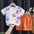 thumbnail image 2 of KPOPLK Toddler Baby Boy Summer Outfit Funny Letter T-Shirts Top Shorts Set Infant Boy Summer Clothes(Orange,18-24 Months), 2 of 4
