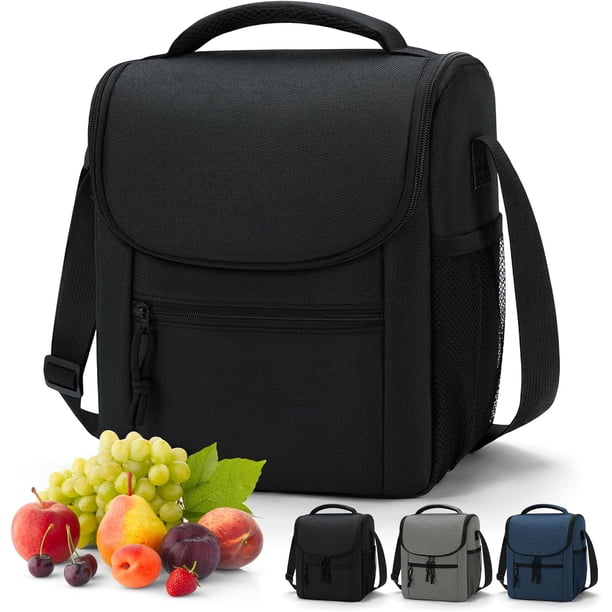 Lubardy Loncheras para Mujer Hombre Portátil Reutilizable Lonchera Termica Gran Capacidad Loncheras Oxford Impermeable Lonchera Termica para Hombre con Asas Correa Ajustable Adulto Gris,Negro