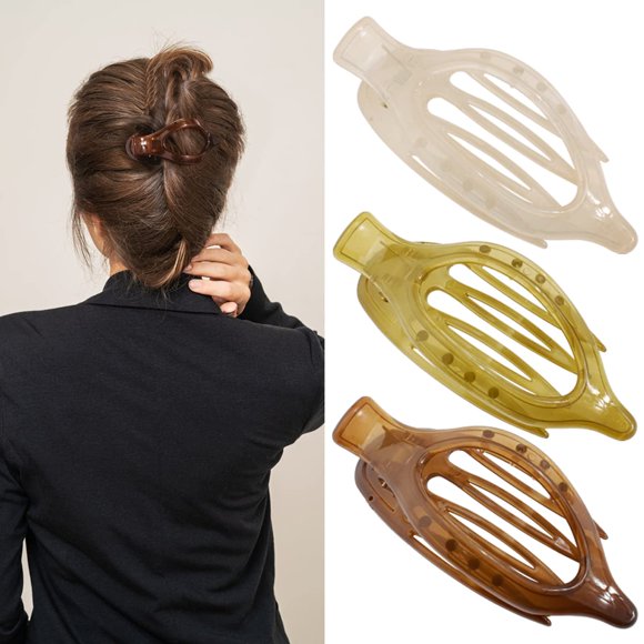 ATODEN Pasadores de pinza plana para mujer – Pinzas de pelo de cocodrilo (3 piezas) Pinzas de pico de pato para cabello fino y mediano Pinzas de mandíbula