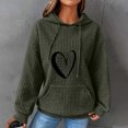 thumbnail image 2 of Virmaxy Women's 2024 Christmas Waffle Knit Hoodie Crew Neck Heart Print Pullover Shirt Long Sleeve Sweatshirt with Pockets Green-7 XXL, 2 of 3