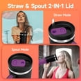 thumbnail image 5 of 40 oz Tumbler with Handle and Straw Spout 2-in-1 Lid, Stainless Steel Travel Cup, Insulated Traveler Mug for Car Office Gym, Water Bottle for Cold Hot Beverage, Black Purple, 5 of 9