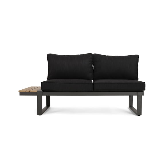 Outdoor Left Arm Combined Sofa Seat, Aluminum Frame Splicing Leisure Couch for Patio Garden, Dark Gray