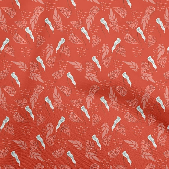 oneOone Cotton Cambric Red Fabric Tropical Sewing Craft Projects Fabric Prints By Yard 42 Inch Wide