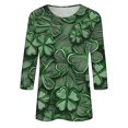thumbnail image 5 of St.Patrick's Day Shirts For Women Shamrock Heart Graphic Tees St Patty'S Lucky T Shirt Irish Round Neck 3/4 Sleeve Tops Green XXL, 5 of 5