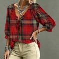 thumbnail image 4 of 3/4 Length Sleeve Womens Tops Boho Tops V Neck Casual Vacation Clothes Ruffle Trim Casual Loose Flowy Dressy Shirts, 4 of 5
