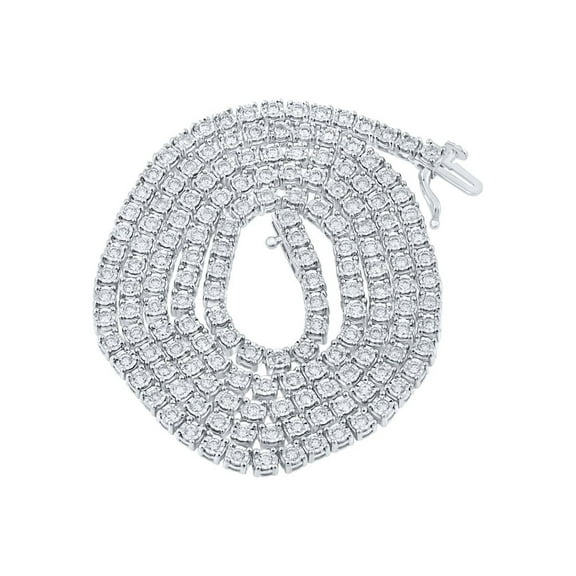 Macey Worldwide Jewelry 10k White Gold Mens Diamond 22-inch Link Chain Necklace 4-1/5 Ctw
