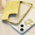 thumbnail image 2 of for iPhone 14 Plus Bling Glitter Case for Women Cute Diamond Rhinestone with Shiny Sparkly Acrylic Sticker Back Plating Metal Bumper Frame Edge Protective Cover Girly Fashion Luxury Case Gold, 2 of 14