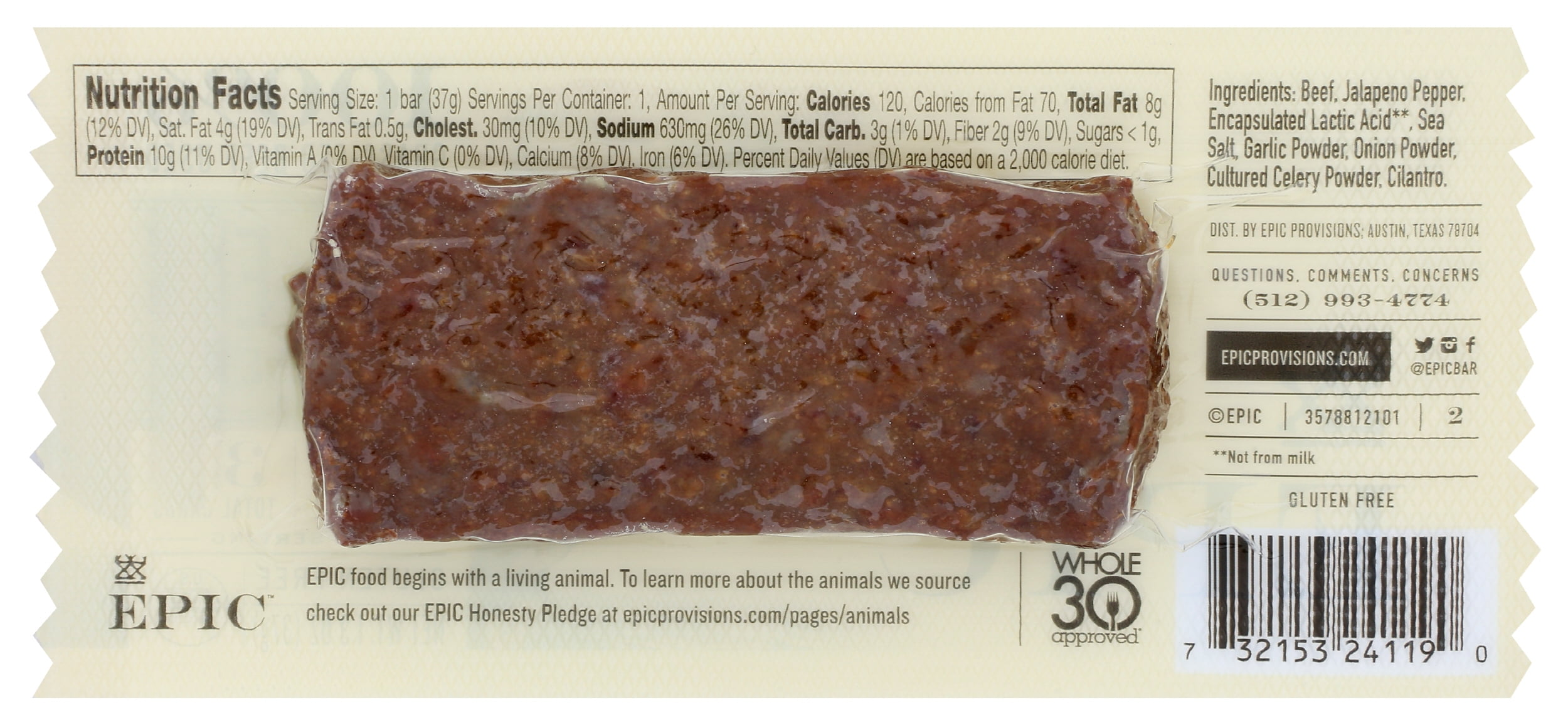 (Pack of 12), Epic Beef Jalapeño Bar, 1.3 oz