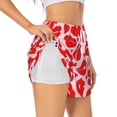 thumbnail image 1 of Balery Lips Kiss Pantalones cortos deportivos para mujer con forro y dos bolsillos, elásticos, para entrenamiento, gimnasio, yoga-Medium, 1 of 7