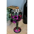 thumbnail image 7 of Ebros Gothic Black Red Pink Green Day of The Dead Sugar Skull Wine Goblet 7oz, 7 of 7