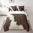thumbnail image 2 of Brown Cowhide Print Full Comforter Set 7 Pieces,Cow Comforter Full Size for Bed Reversible,Cute Cow Hair Bed in a Bag with Comforter,Sheets,Pillowcases & Shams, 2 of 5
