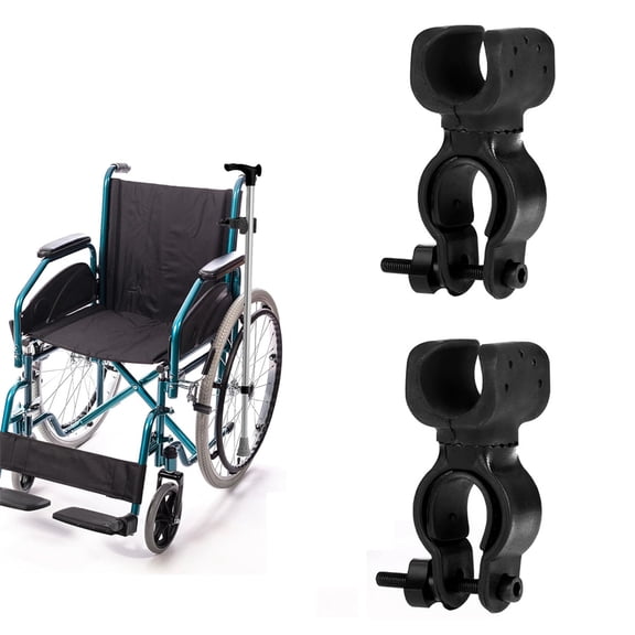 NOGIS 2 Pcs Cane Holder for Walker, Universal Cane Holder Rollator Accessories Strong Crutches Stick Bracket Walking Stick Holder Accessories for Wheelchair Mobility Scooter Walker Accessories