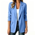 thumbnail image 4 of TEAJOPSUU Women's Blazers Relaxed Fit Notched Lapel Patch Suit Cardigans Lightweight Casual Business Sweaters Solid Color Blue, 4 of 5