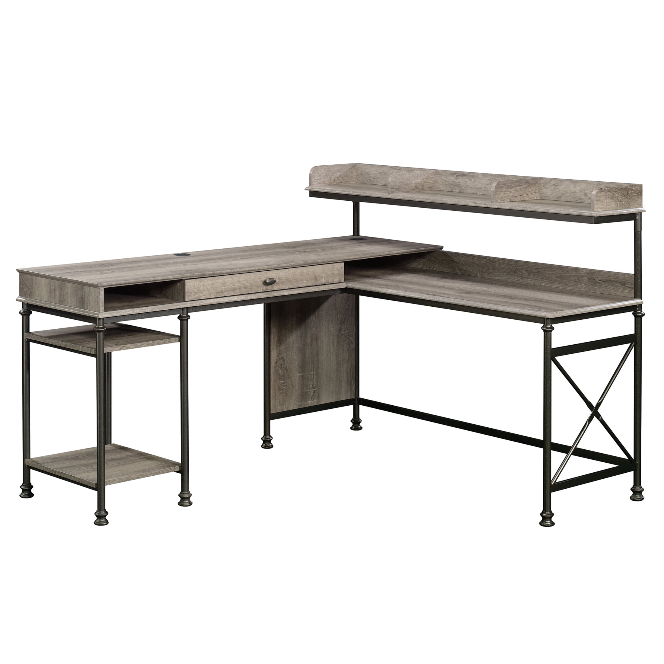 Sauder Canal Street L Shaped Computer Desk, Northern Oak Finish