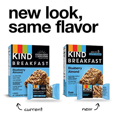 KIND Breakfast Bars, Blueberry Almond, Gluten Free, Non GMO, 1.8oz, 32 Count
