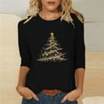 thumbnail image 5 of Christmas Shirts for Women 3/4 Length Sleeve Crewneck T-shirts Xmas Printed Holiday Graphic Tees (2XL, Black 05), 5 of 5