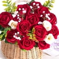 thumbnail image 2 of Flores artificiales BLEUM CADE de rosas rojas, 50 unidades, Real Touch, 2 of 9