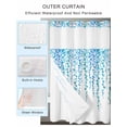 thumbnail image 4 of No Hook Shower Curtain with Snap-in Liner, Blue Polka Dots Waterproof Fabric Bathroom Curtains, Watercolor Abstract Art Retro Bath Curtains & Mesh Top Window Stall 48"x72", 4 of 9