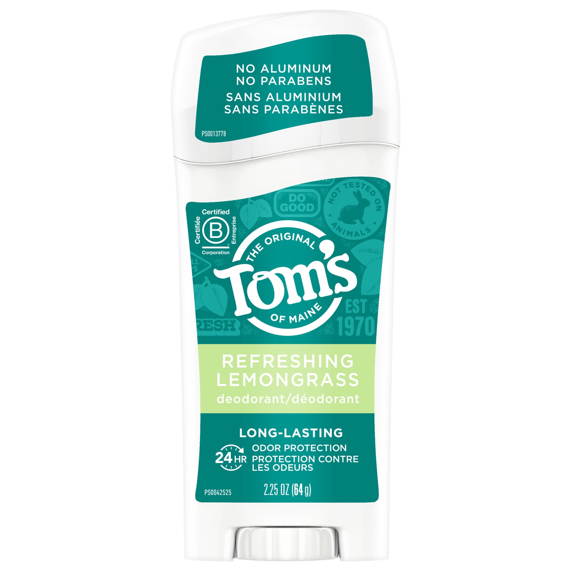 Tom's of Maine Long-Lasting Aluminum-Free Natural Deodorant for Women, Lemongrass, 2.25 oz