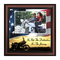Harley Davidson Gifts for Men and Women, Patriotic Harley Accessories, Harley Davidson Wedding Gifts, Sunset American Flag for Harley Riders, "It's Not the Destination" Unique Motorcycle Decor, 9754
