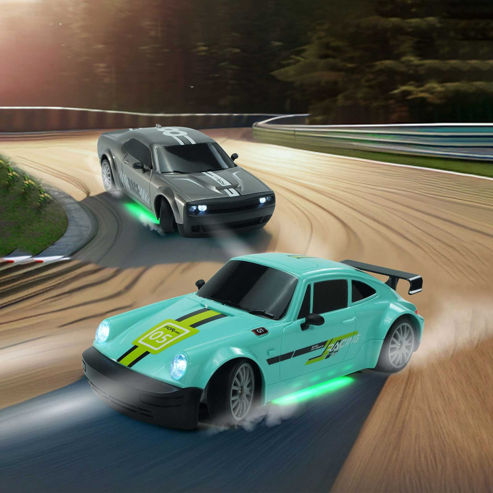 ​1:20 Scale RC Drift Car - 2.4GHz 4WD, 20KM/H High Speed, Rechargeable, LED Lights & Drift Tires (Remote Control Racing Car)​​ B
