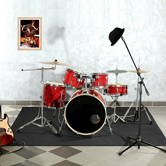 Drum Rug Mat with Non-Slip Bottom, Soundproof Floor Cover for Electronic Drums, 4 x 5.3 Ft