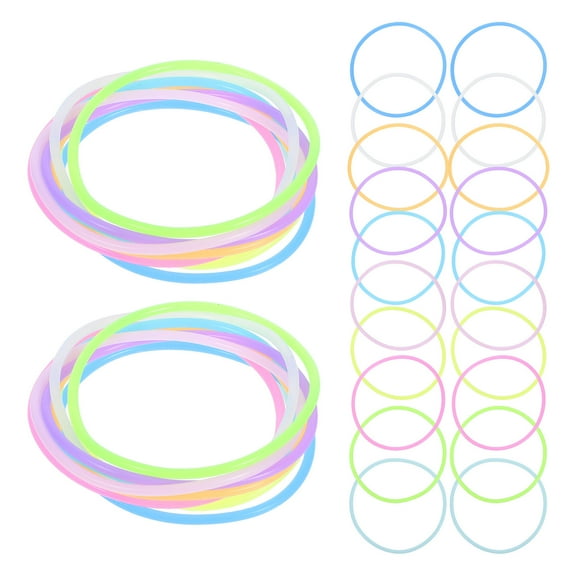 Hemoton 100pcs Luminous Silicone Bracelet Jelly Bracelets Hair Ties 80s Retro Disco Wrist Bands For Women Glow In The Dark Party Bracelet